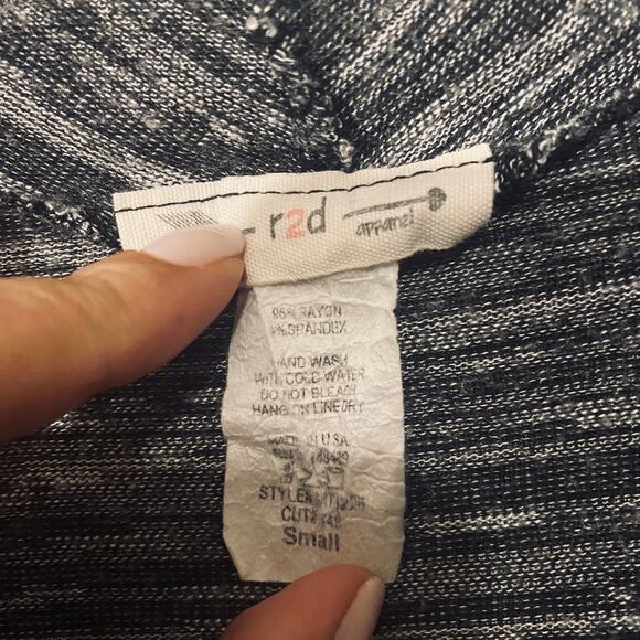 R2D Black & Gray Color Block Waterfall Draped Front Opened Cardigan Women Sz S - Picture 4 of 7